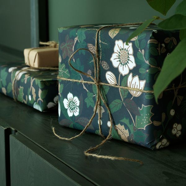 Рулон оберточной бумаги, орнамент «рождественская роза» зеленый 3x0.7 м IKEA VINTER 2020 ВИНТЕР 2020 604.715.25 - схема-чертеж с размерами