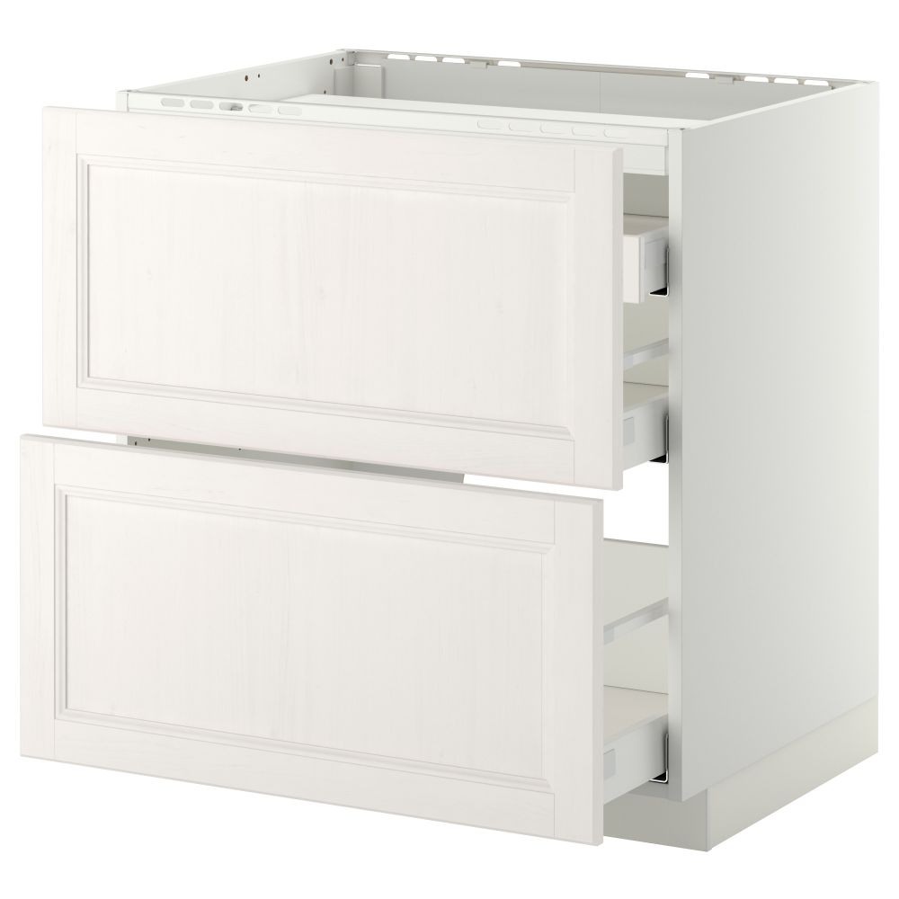 Напольный шкаф, 2 фронтальных панели, 3 ящика МЕТОД / МАКСИМЕРА, белый, Лаксарби белый - схема-чертеж с размерами
