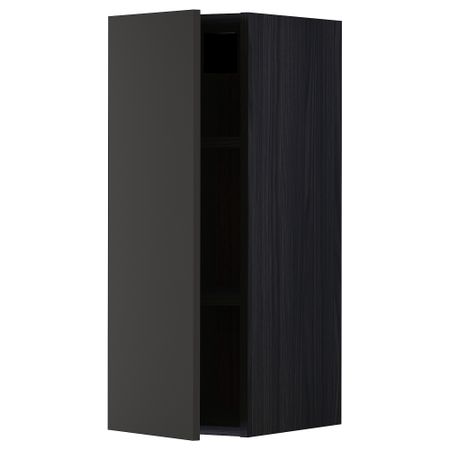 Навесной шкаф с полками, черный, Nickebo матовый антрацит, 30x80 см IKEA METOD МЕТОД 094.985.47
