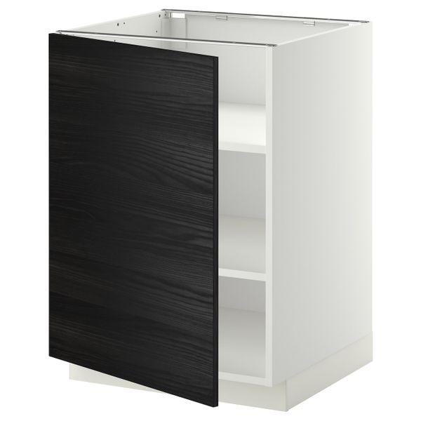 Напольный шкаф с полками, белый, Тингсрид черный 60x60 см IKEA МЕТОД 692.244.94 - схема-чертеж с размерами