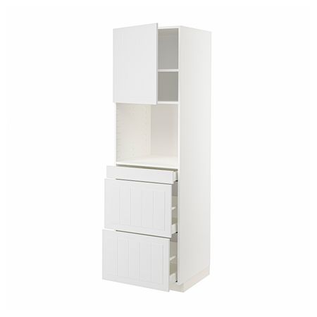 Высокий шкаф для СВЧ/дверца/3ящика, белый/Стенсунд белый 60x60x200 см IKEA METOD МЕТОД / MAXIMERA МАКСИМЕРА 494.461.32