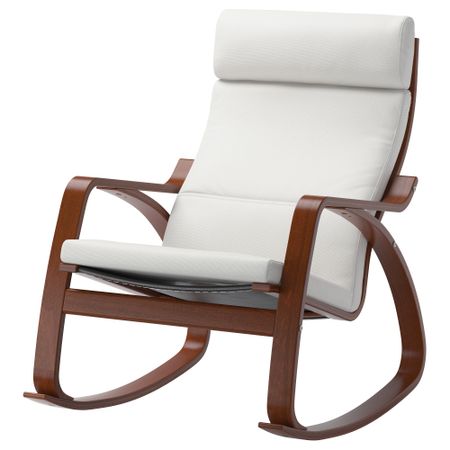 Кресло-качалка ПОЭНГ, классический коричневый, Финнста белый