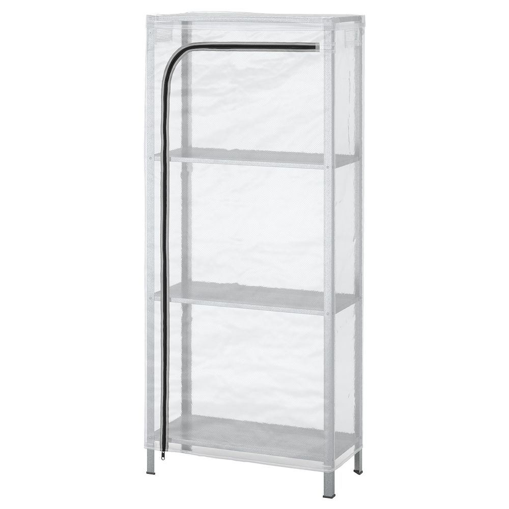 Стеллаж с чехлом, прозрачный 60x27x140 см IKEA HYLLIS ХИЛЛИС 592.917.47 - фото 1