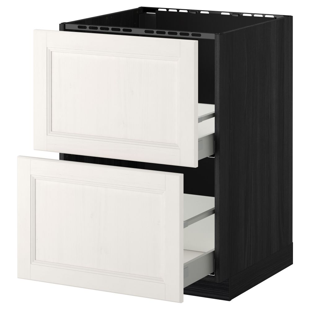 Напольный шкаф под мойку + 2 фронтальных панели, 2 ящика МЕТОД / МАКСИМЕРА, черный, Лаксарби белый - схема-чертеж с размерами