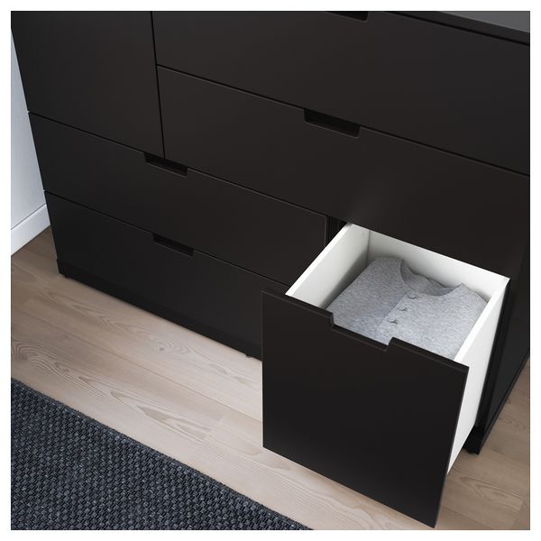 Комод с 6 ящиками НОРДЛИ, антрацит (120x99 см) - схема-чертеж с размерами