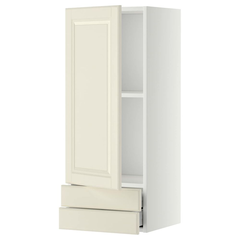 Навесной шкаф с дверцей, 2 ящика, белый/Будбин белый с оттенком 40x100 см IKEA METOD МЕТОД / MAXIMERA МАКСИМЕРА 694.471.78 - фото 1