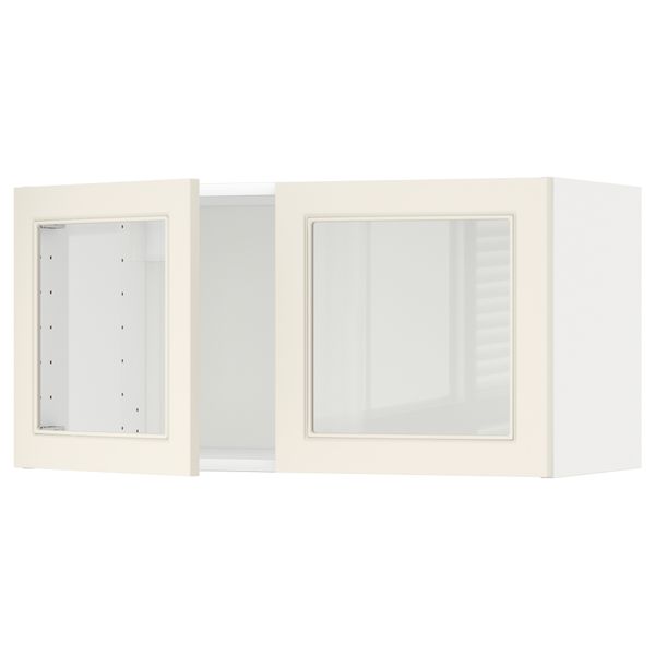 Навесной шкаф с 2 стеклянная дверями МЕТОД, белый, Хитарп белый с оттенком (80x40 см) - схема-чертеж с размерами