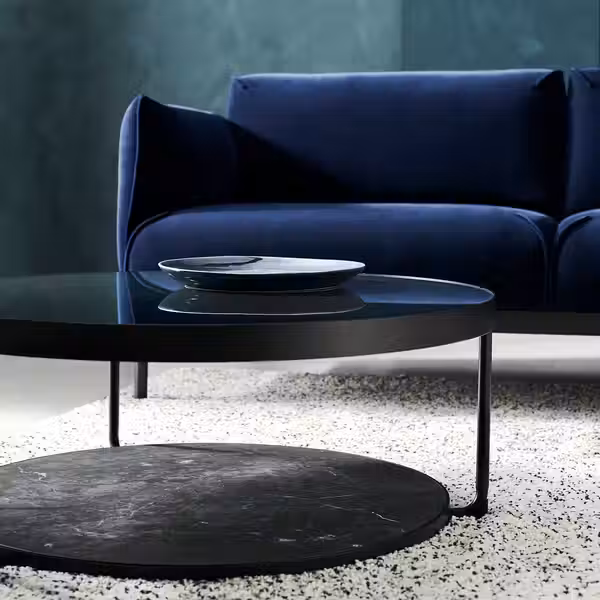 FRÖTORP Журнальный стол - антрацит под мрамор/чёрный стекло 88 см - фото 6