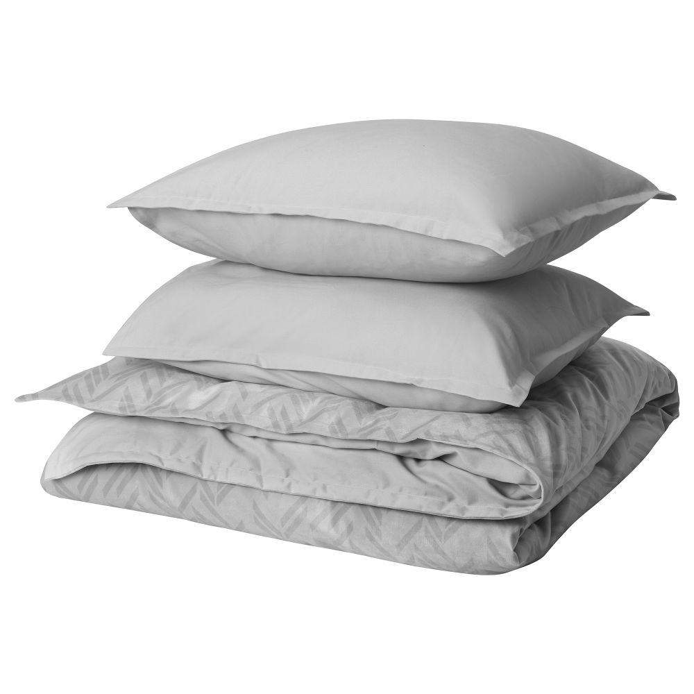 Пододеяльник и 2 наволочки, 240x220, 50x60 см, серый IKEA NÅLGINST 605.671.89 - фото 1