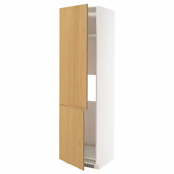 METOD Высокий шкаф д/холод/мороз/2дверцы - белый/Sinarp дубовый шпон 60x60x220 см - фото 1