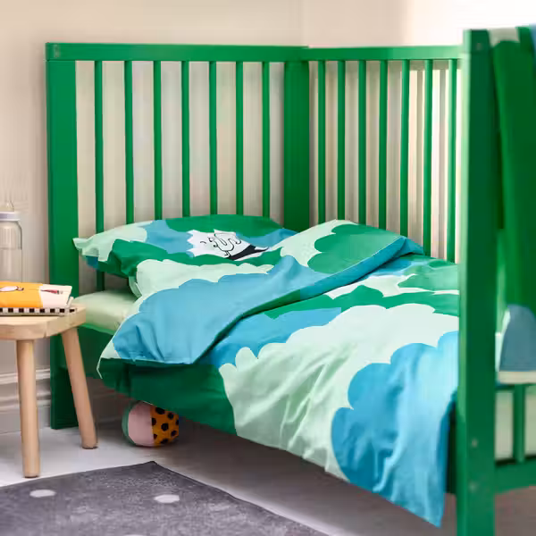 GRÖNFINK Детское постельное белье, 3 предм. - зеленый/бирюзовый 60x120 см - фото 6