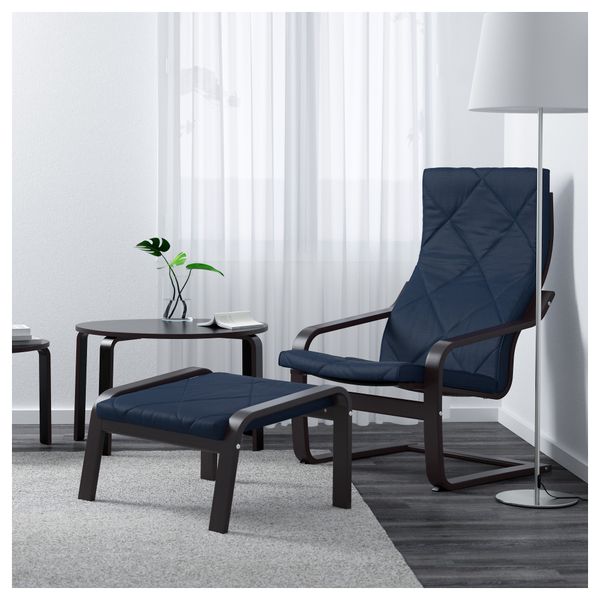 Кресло ПОЭНГ, черно-коричневый, Эдум темно-синий - фото 4