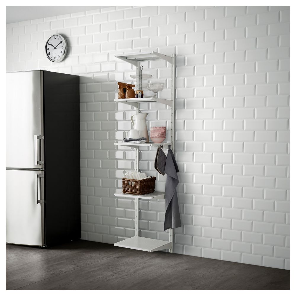 Настенная шина, полка, крючок АЛЬГОТ, металлический белый (46x41x197 см) - фото 1