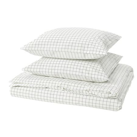 DOFTAKLEJA Пододеяльник и 2 наволочки - белый/антрацит 200x200/50x60 см