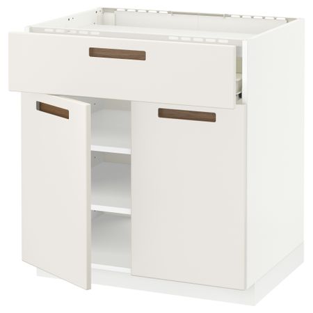 Напольный шкаф для варочной панели, ящик, полка, 2 дверцы МЕТОД / ФОРВАРА, белый, Мэрста белый (80x60 см)