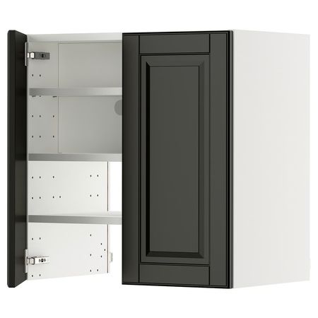METOD Навесной шкаф д/вытяжки/полка/дверь - белый/Bodbyn чёрный 60x60 см