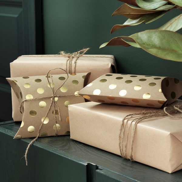 Подарочная коробка, орнамент «точки» коричневый/золотистый IKEA VINTER 2020 ВИНТЕР 2020 504.742.37 - схема-чертеж с размерами