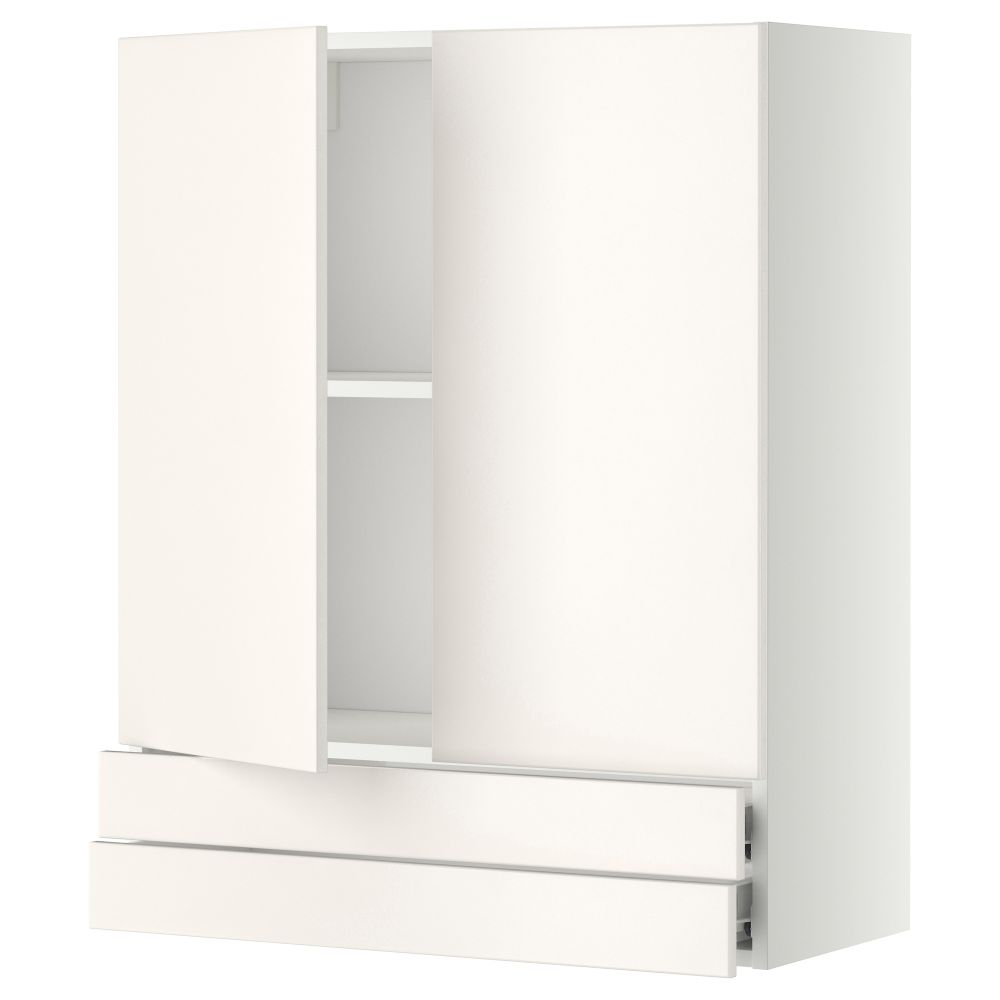 Навесной шкаф, 2 дверцы, 2 ящика МЕТОД / ФОРВАРА, белый, Веддинге белый - фото 1