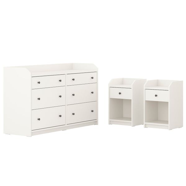 Комплект мебели для/спальни, 3 предм., белый IKEA HAUGA ХАУГА 094.860.97 - фото 1
