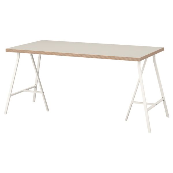Стол, бежевый, белый, 150x75 см IKEA ЛИННМОН / ЛЕРБЕРГ 392.793.60 - схема-чертеж с размерами
