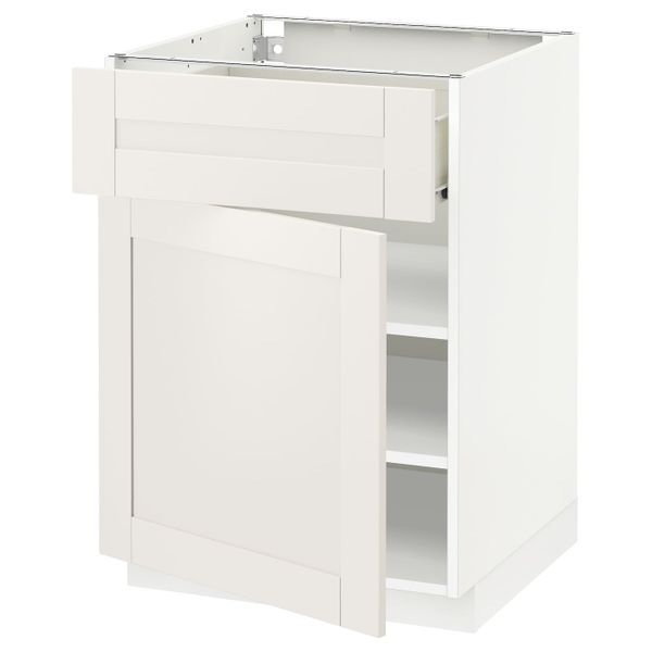 Напольный шкаф с ящиком/дверью, белый/Сэведаль белый 60x60 см IKEA МЕТОД / ФОРВАРА 892.655.63 - схема-чертеж с размерами