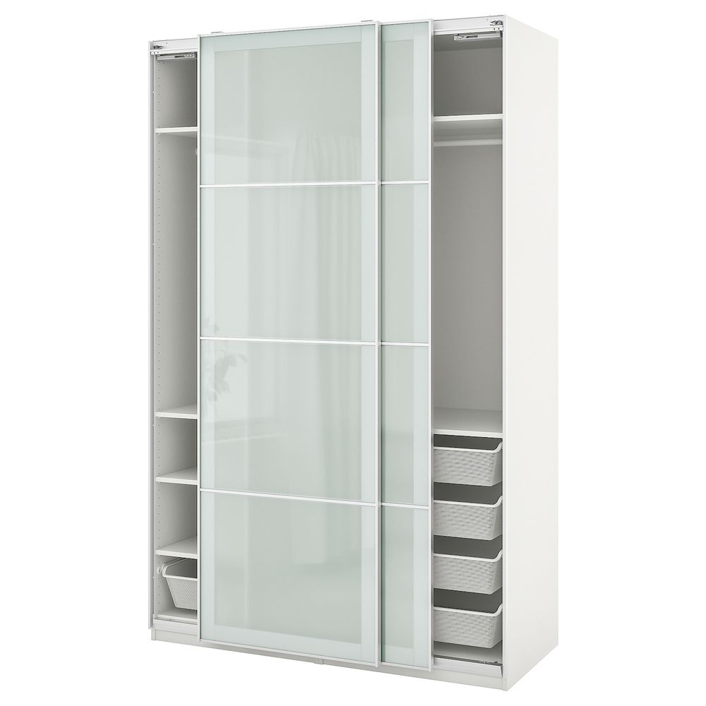 Гардероб, комбинация, белый, матовое стекло 150x66x236 см IKEA PAX ПАКС / SEKKEN СЭККЕН 093.301.95 - фото 1