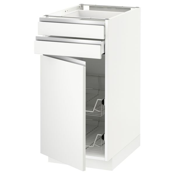 Напольный шкаф, дверца, 2 ящика, проволочных корзин МЕТОД / МАКСИМЕРА, белый, Нодста белый - схема-чертеж с размерами
