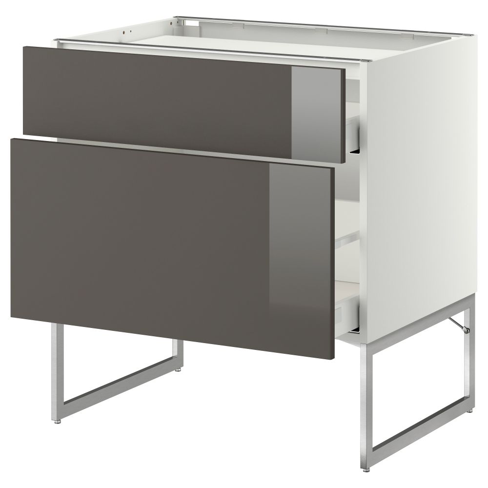 Напольный шкаф, 2 фронтальных панели, 3 ящика МЕТОД / МАКСИМЕРА, белый, Рингульт серый - схема-чертеж с размерами