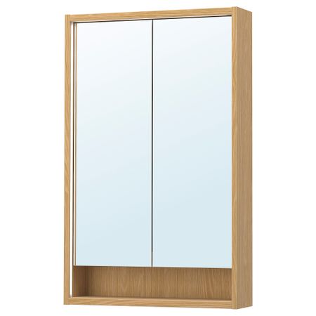 Зеркальный шкаф с подсветкой, под дуб, 60x15x95 см IKEA FAXÄLVEN 105.441.76