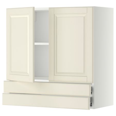 Навесной шкаф, 2 дверцы, 2 ящика МЕТОД / ФОРВАРА, белый, Будбин белый с оттенком