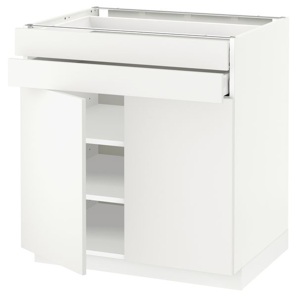 Напольный шкаф, 2 дверцы, 2 ящика МЕТОД / МАКСИМЕРА, белый, Хэггеби белый - схема-чертеж с размерами