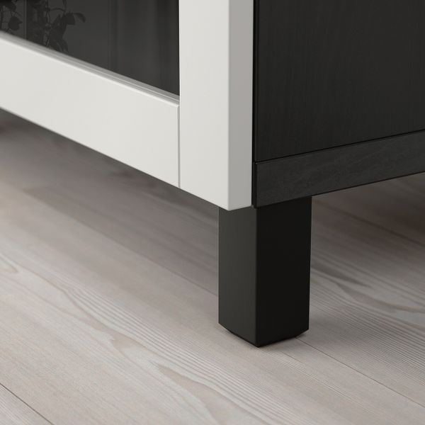 Комбинация для хранения с дверцами, черно-коричневый, Синдвик светло-серый прозрачное стекло, 180x40x74 см IKEA БЕСТО 092.466.63 - схема-чертеж с размерами