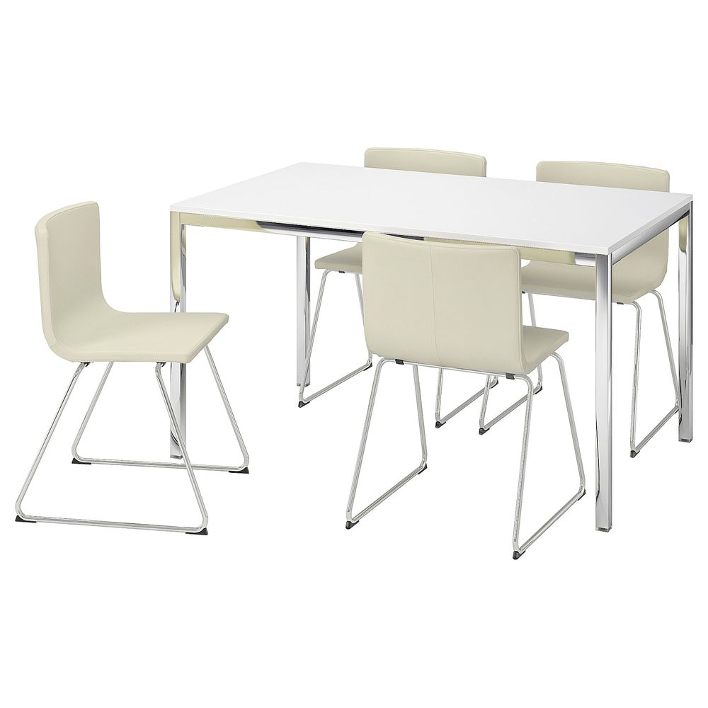 Стол и 4 стула, глянцевый белый/Кават белый 135 см IKEA TORSBY ТОРСБИ / BERNHARD БЕРНГАРД 792.297.83 - фото 1