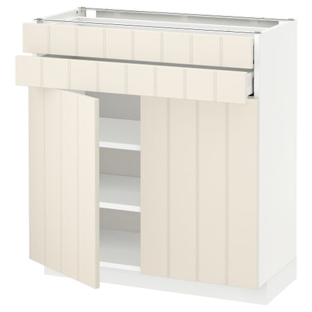 Напольный шкаф, 2 дверцы, 2 ящика МЕТОД / МАКСИМЕРА, белый, Хитарп белый с оттенком