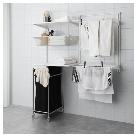 Настенная шина, полки, сушилка АЛЬГОТ, белый (132x41x87 см)