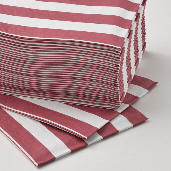 Салфетка бумажная, 38x38 см, в полоску белый, коричнево-красный IKEA RÖDKNOT 905.648.39 - фото 3