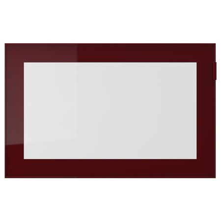 Стеклянная дверь, темный красно-коричневый/прозрачное стекло 60x38 см IKEA GLASSVIK ГЛАССВИК 304.443.50