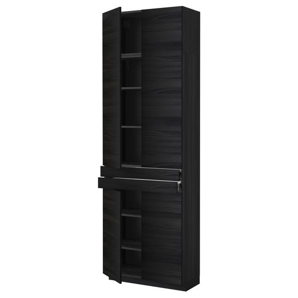 Высокий шкаф + полки, 2 ящика, 4 дверцы МЕТОД / ФОРВАРА, черный, Тингсрид черный (80x37x240 см) - фото 1