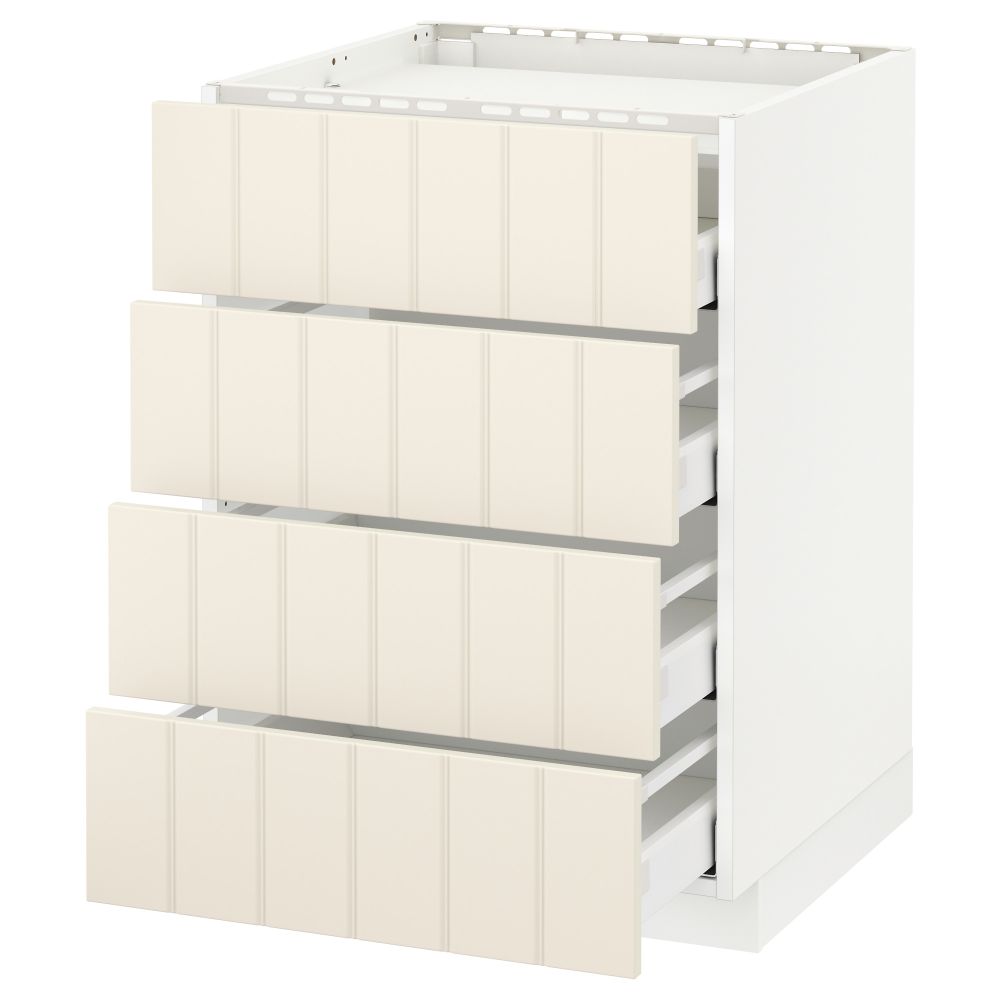 Напольный шкаф, 4 фронтальных панели, 4 ящика МЕТОД / МАКСИМЕРА, белый, Хитарп белый с оттенком - схема-чертеж с размерами