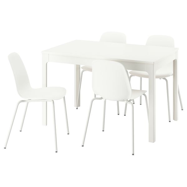 Стол и 4 стула, белый, белый белый, 120, 180 см IKEA LIDÅS, EKEDALEN ЛЕН ЭКЕДАЛЕН 595.704.23 - фото 1