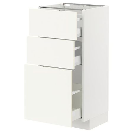 METOD / MAXIMERA Напольный шкаф с 3 ящиками - белый/Vallstena белый 40x37 см