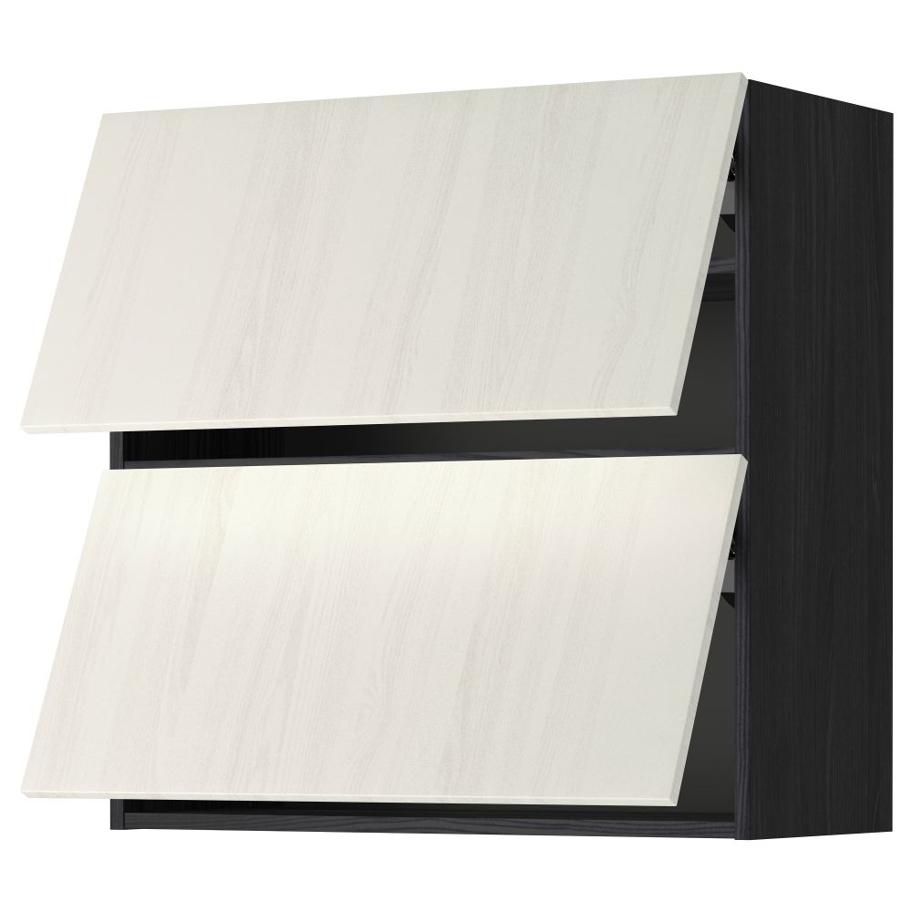 Навесной шкаф, 2 дверцы, горизонтальный МЕТОД, черный, Росдаль белый - схема-чертеж с размерами