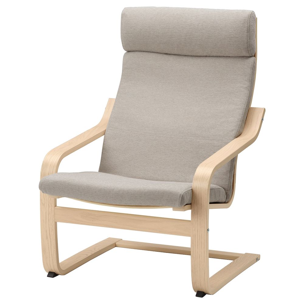 Кресло, дубовый шпон, беленый/Хили бежевый IKEA POÄNG ПОЭНГ 293.193.85 - фото 1