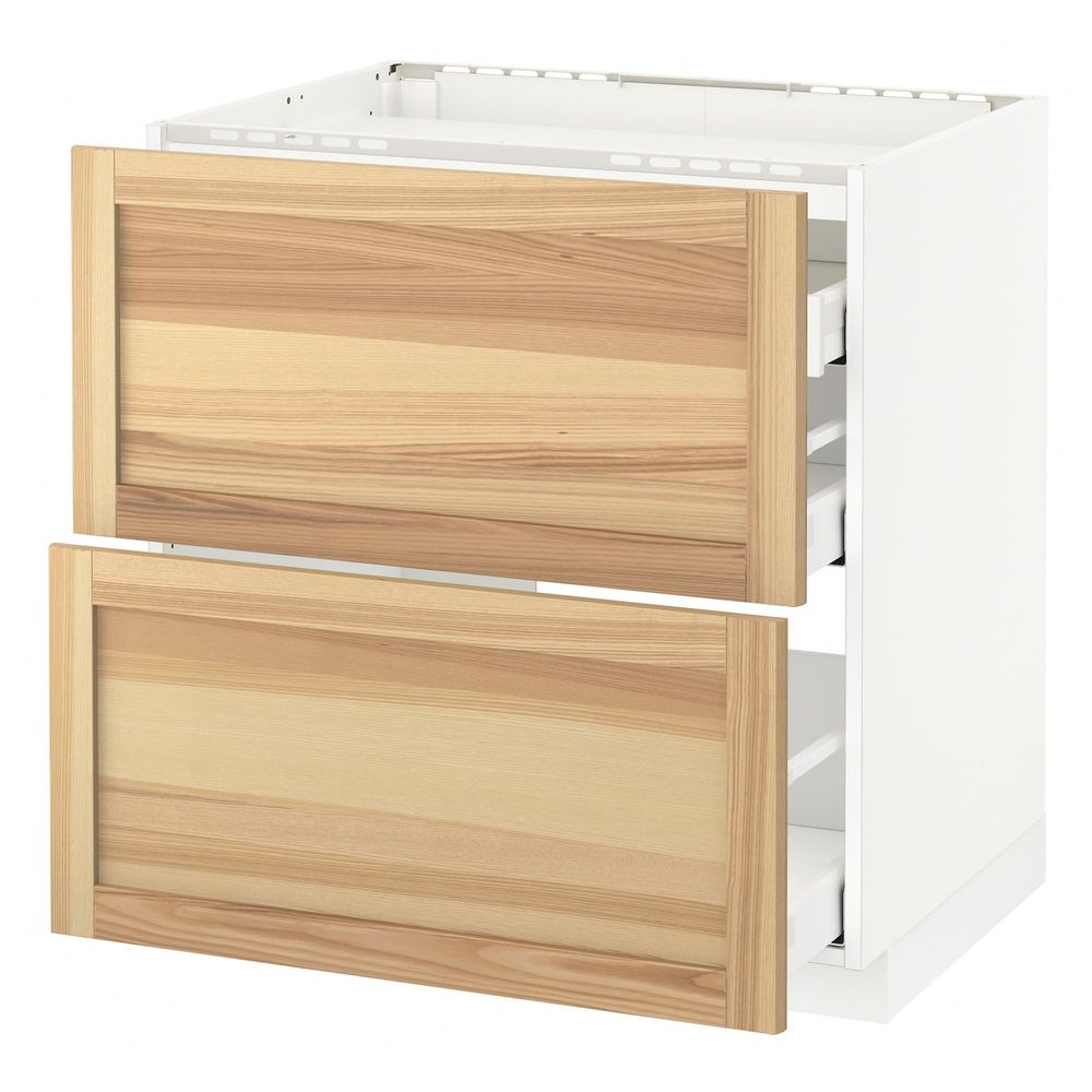 Напольный шкаф, 2 фронтальных панели, 3 ящика, белый/Торхэмн ясень 80x60 см IKEA METOD МЕТОД / MAXIMERA МАКСИМЕРА 492.356.34 - фото 1