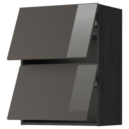 Навесной шкаф, 2 дверцы, горизонтальный МЕТОД, черный, Рингульт серый