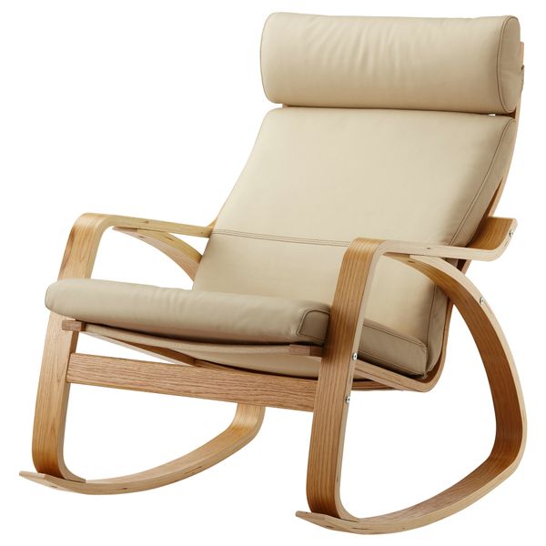 Кресло-качалка ПОЭНГ, дубовый шпон, Робуст Глосе светло-бежевый - фото 1