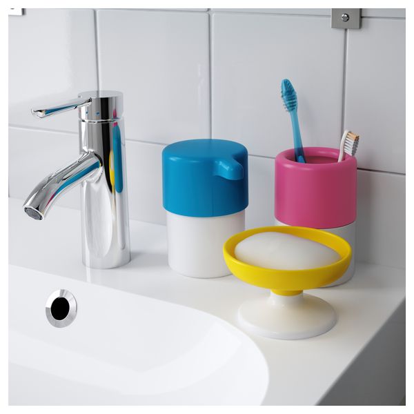 Дозатор для жидкого мыла ЛОСШЁН, белый/синий - схема-чертеж с размерами