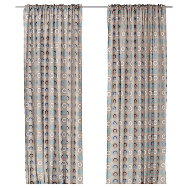Гардины, 1 пара ВИТПИТТА, бежевый, синий (145x270 см) - фото 1