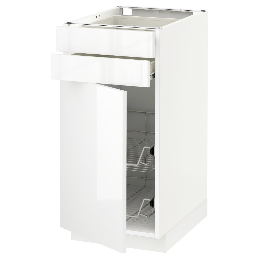 Напольный шкаф, дверца, 2 ящика, проволочных корзин МЕТОД / ФОРВАРА, белый, Рингульт белый - схема-чертеж с размерами