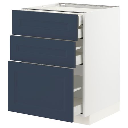 Напольный шкаф 3 фасада, 2 низких, 1 средний, 1 высокий ящик IKEA METOD МЕТОД, MAXIMERA МАКСИМЕРА 094.029.03